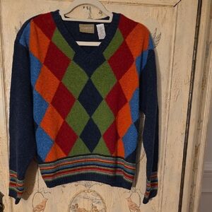 Liz Claiborne Colorful Argyle V-Neck Sweater